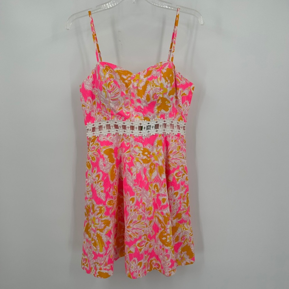 Lilly Pulitzer Lenore Dress Kir Royal Pink Ooh La La Daisy Lace Mini Sz 6 Resort